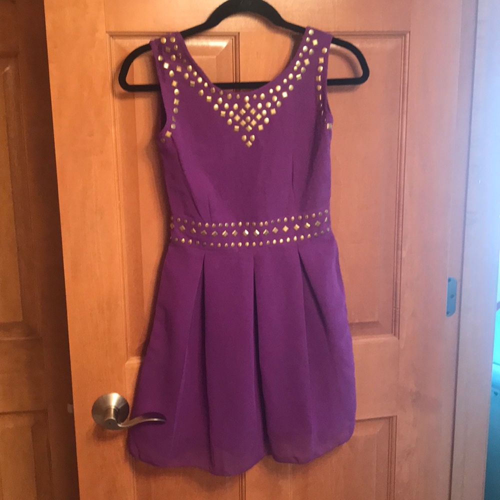 Purple fit and flare dress